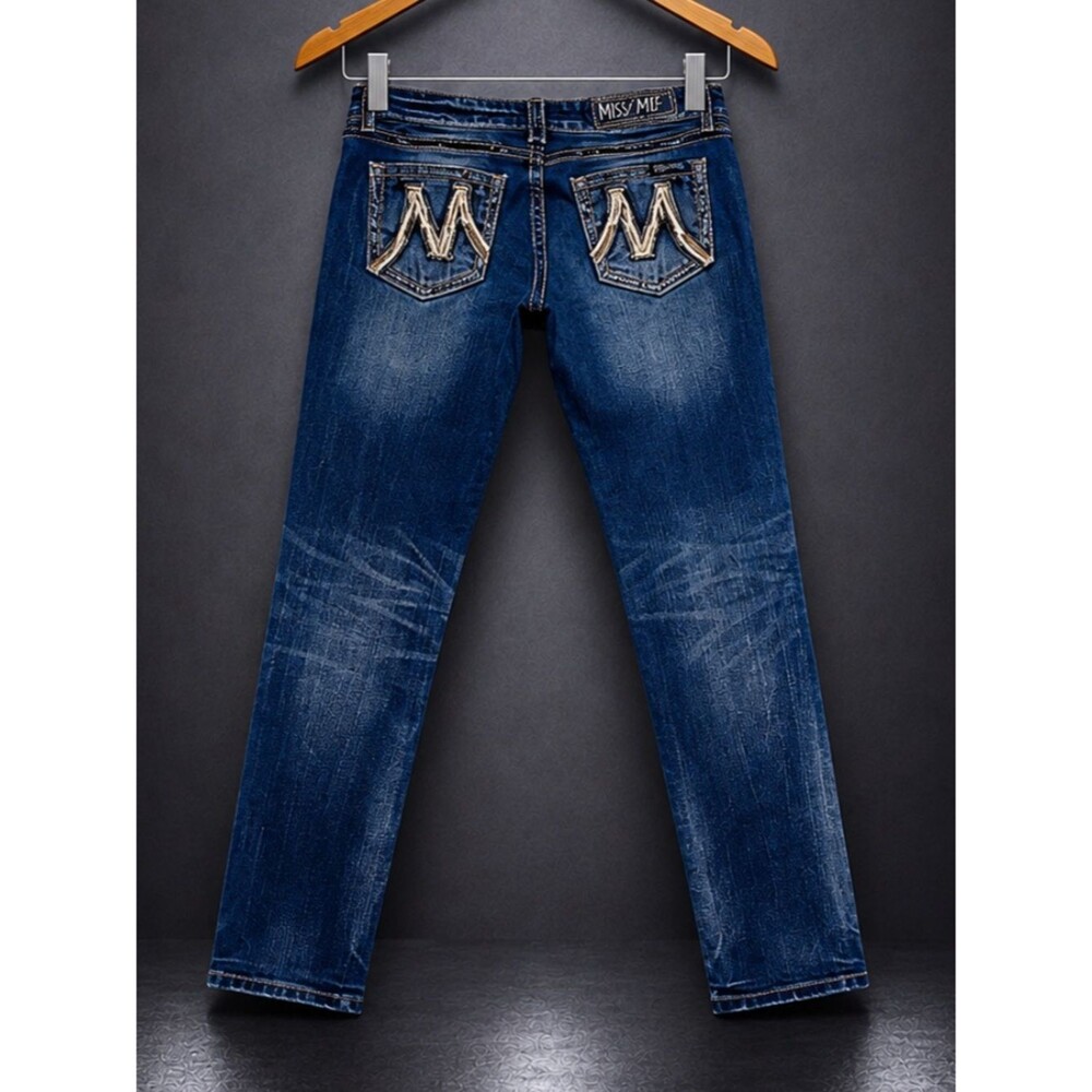 Miss Me The M Series Skinny Jeans Size 28x29 Low Rise Stretch Buckle EUC